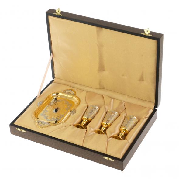 Водочный набор &amp;quot;Конус&amp;quot; 3 рюмки на подносе 40 мл Златоуст 128100