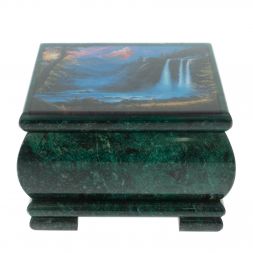 Шкатулка &amp;quot;Водопад&amp;quot; из змеевика 13х13х8 см