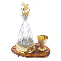 Водочный набор &amp;quot;Георгий Победоносец&amp;quot; камень агат Златоуст