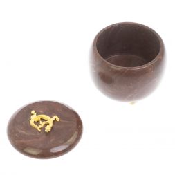 Шкатулка круглая "Ящерица" из лемезита 8х8х7,5 см