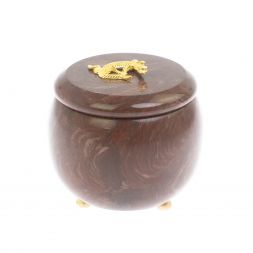 Шкатулка круглая "Ящерица" из лемезита 8х8х7,5 см