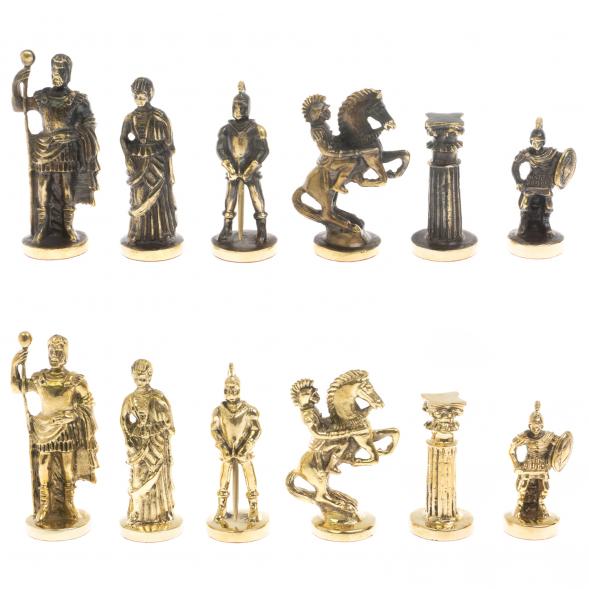 Шахматы &amp;quot;Римские&amp;quot; из бронзы и шабровского змеевика 44х44 см 129663