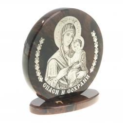 Икона настольная "Казанская БМ" камень обсидиан 6х2,5х6,5 см