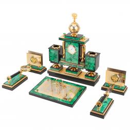 Настольный набор &amp;quot;Держава&amp;quot; камень малахит Златоуст