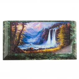 Шкатулка с иллюстрацией "Медведь у водопада" камень змеевик 17,5х9,5х7,5 см