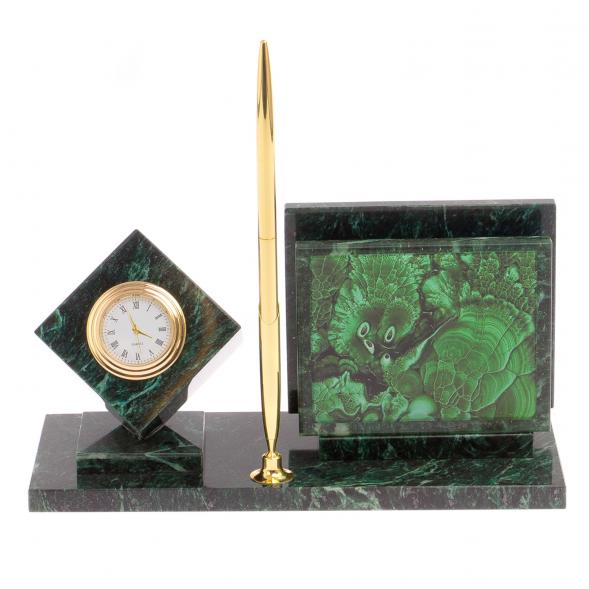 Настольный набор из змеевика с иллюстрацией под малахит 125565