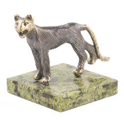 Статуэтка из бронзы на подставке из змеевика "Пантера"