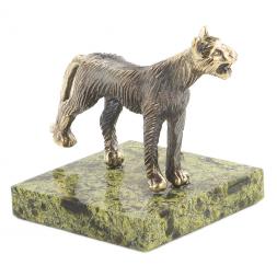 Статуэтка из бронзы на подставке из змеевика "Пантера"