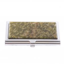 Карманная визитница из камня благородный офит цвет серебро