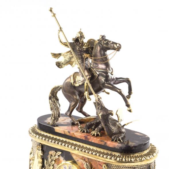 Каминные часы &amp;quot;Георгий Победоносец&amp;quot; яшма долерит 113093