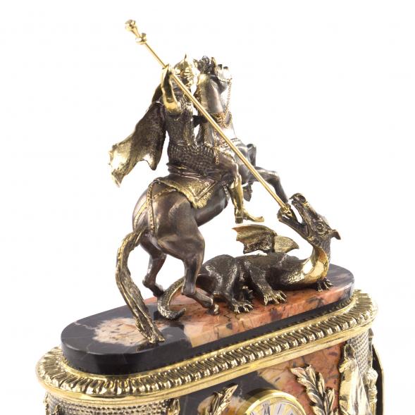 Каминные часы &amp;quot;Георгий Победоносец&amp;quot; яшма долерит 113093