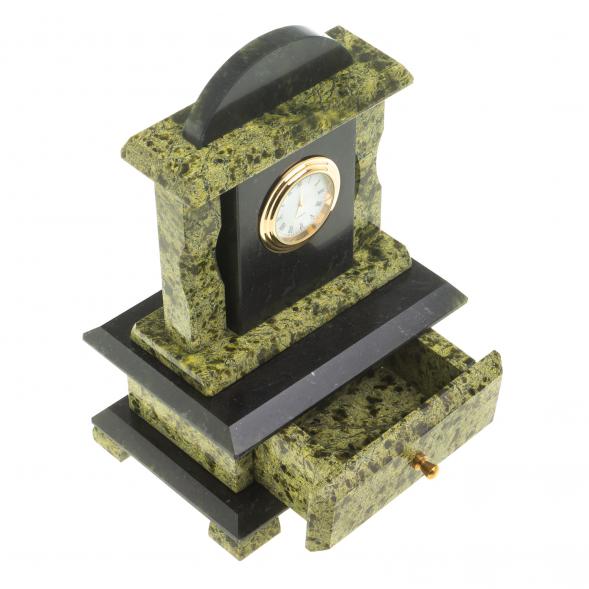 Часы со шкатулкой из натурального змеевика 112002