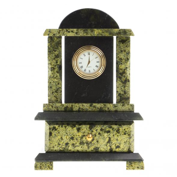 Часы со шкатулкой из натурального змеевика 112002