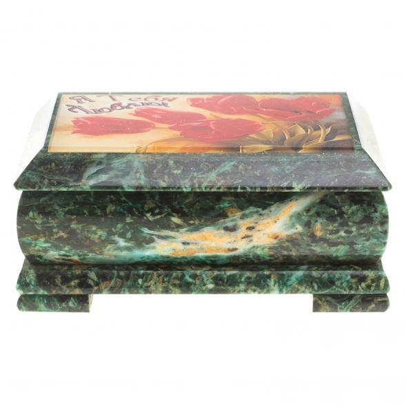 Шкатулка с иллюстрацией &amp;quot;Я тебя люблю&amp;quot; камень змеевик 17,5х9,5х7,5 см 124026