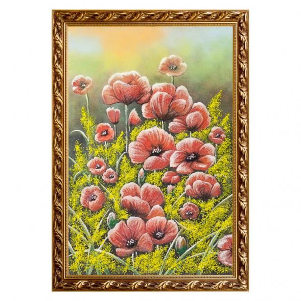 Натюрморт &amp;quot;Маки&amp;quot; багет 46х66 см, каменная крошка 111178