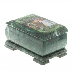 Шкатулка "Хозяйка медной горы - Урал" змеевик 20х12,5х10,3 см