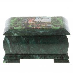 Шкатулка "Хозяйка медной горы - Урал" змеевик 20х12,5х10,3 см