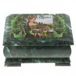 Шкатулка "Хозяйка медной горы - Урал" змеевик 20х12,5х10,3 см