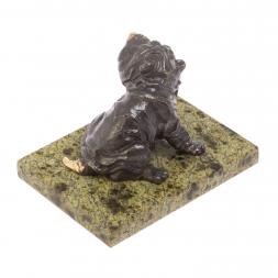 Статуэтка из бронзы "Шарпей" змеевик