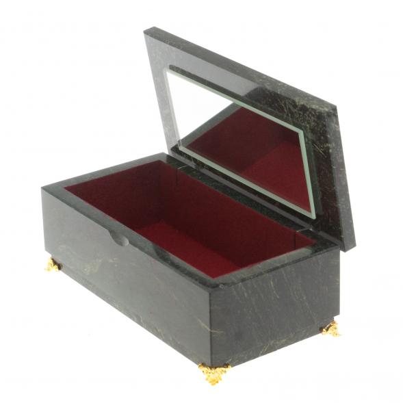 Шкатулка под деньги &amp;quot;Купюра&amp;quot; на ножках с зеркалом змеевик 19х10х6,5 см 118721