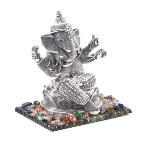 Статуэтка &amp;quot;Ганеша&amp;quot; большой из мрамолита на подставке из камня 121544