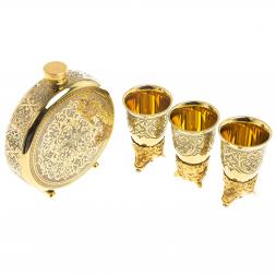 Подарочный набор "Волк" фляжка и 3 стопки перевертыша Златоуст