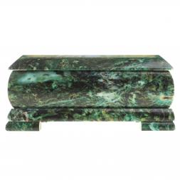 Шкатулка с иллюстрацией "Домик у ручья" камень змеевик 17,5х9,5х7,5 см