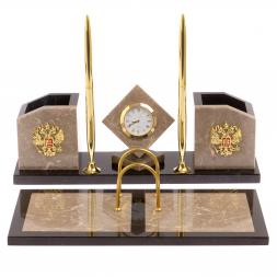 Письменный набор &amp;quot;Куб&amp;quot; из бежевого мрамора