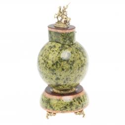 Часы &amp;quot;Георгий Победоносец&amp;quot; баженовский змеевик 10х10х20 см