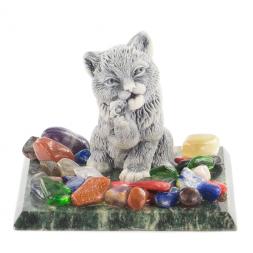 Сувенир из мрамолита &amp;quot;Котенок лижет лапу&amp;quot;