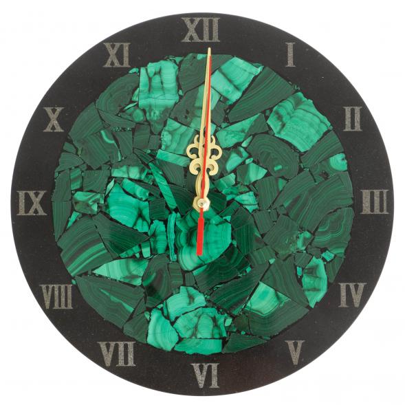 Настенные часы &amp;quot;Мозаика&amp;quot; из малахита и долерита 24х3,5х24 см 129665
