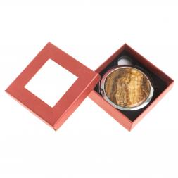 Зеркало круглое из камня оникс цвет серебро