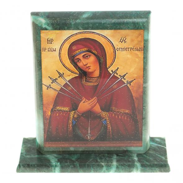 Икона &amp;quot;Семистрельная&amp;quot; змеевик 15х5х15,5 см 123499
