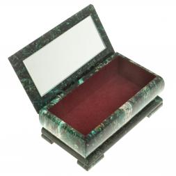 Шкатулка с иллюстрацией "Медведь в горах" камень змеевик 17,5х9,5х7,5 см