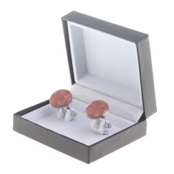 Запонки камень родонит круглые