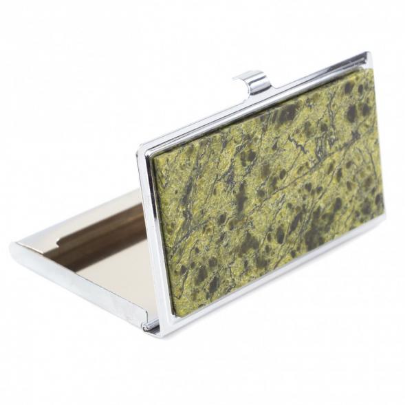 Визитница карманная со змеевиком цвет серебро 120994