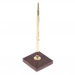 Ручка металлическая на подставке из коричневого обсидиана 7х7 см