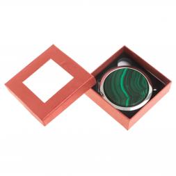 Зеркало круглое из камня малахит цвет серебро