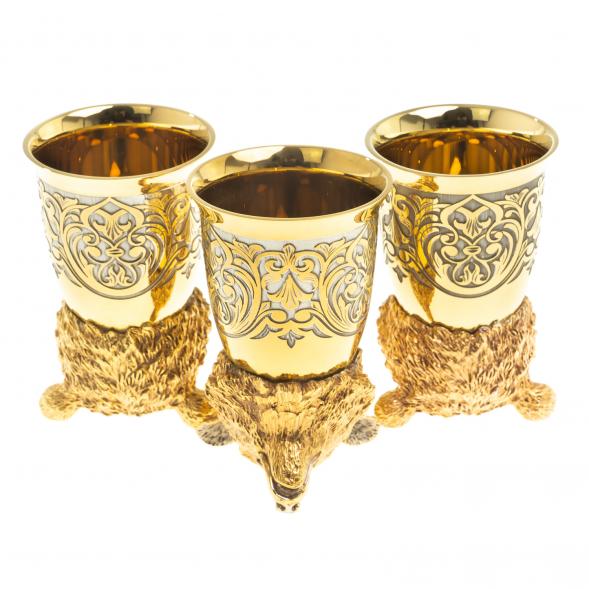 Подарочный набор &amp;quot;Медведь&amp;quot; тарелка и 3 стопки перевертыша Златоуст 123676