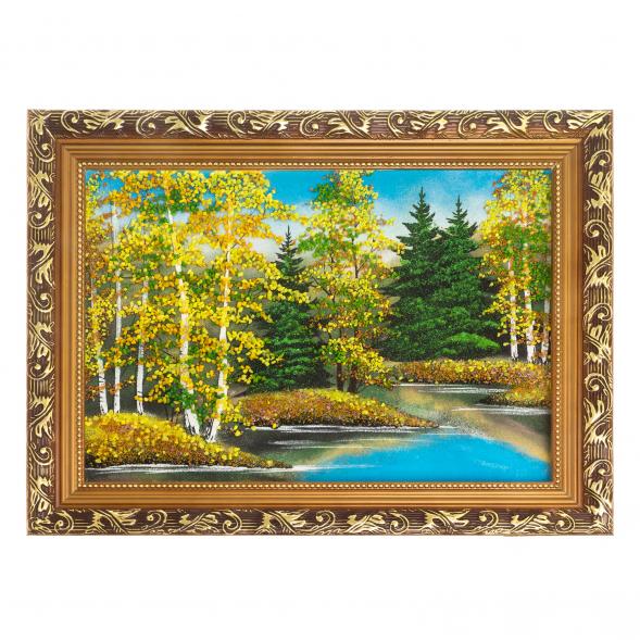 Картина &amp;quot;Осенний пейзаж&amp;quot; багет 41х31 см, каменная крошка 124124