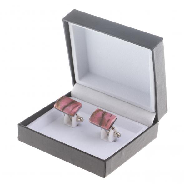 Запонки камень родонит прямоугольные 124443