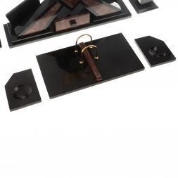 Письменный набор из лемезита &amp;quot;Орел&amp;quot; с лотком для бумаг А4 и бюваром