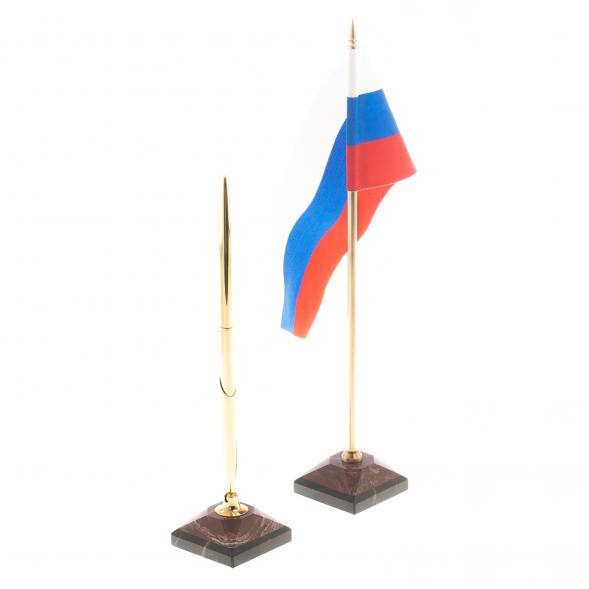 Письменный набор из лемезита &amp;quot;Орел&amp;quot; с лотком для бумаг А4 и бюваром 124524