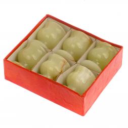 Набор рюмок из зеленого оникса 20 мл 3,8х4,5см 6 шт в коробке (1,5х2)