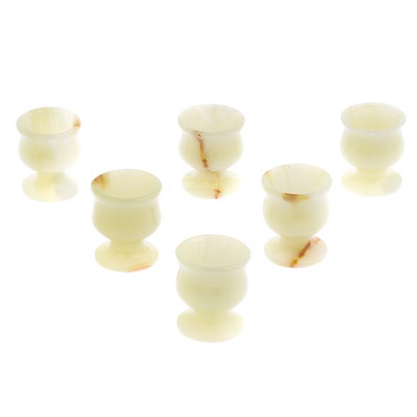 Набор рюмок из зеленого оникса 20 мл 3,8х4,5см 6 шт в коробке (1,5х2) 125640