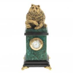 Настольные часы "Медведь сидит" змеевик