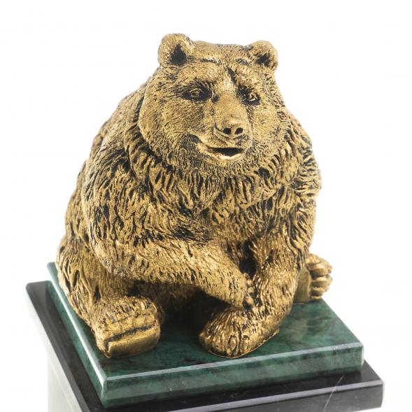 Настольные часы &amp;quot;Медведь сидит&amp;quot; змеевик 117533