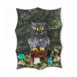 Магнит "Филин на ветке" змеевик