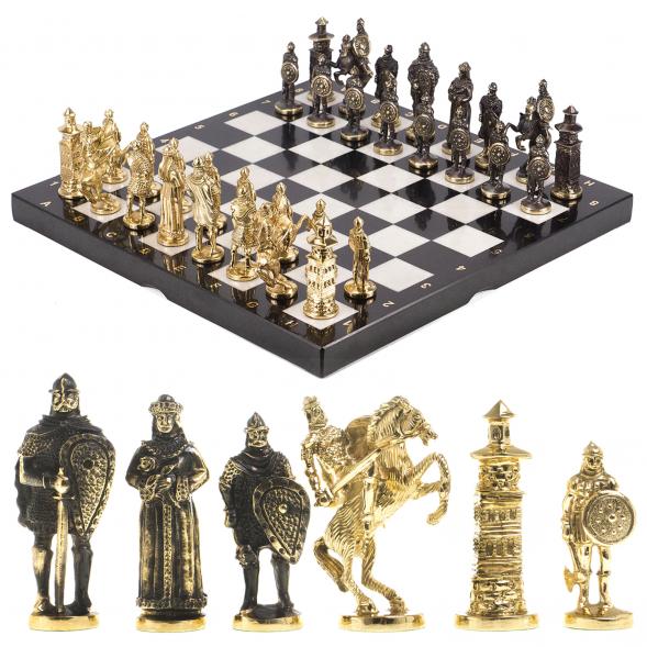 Шахматы подарочные &amp;quot;Богатыри&amp;quot; мрамор змеевик 40х40 см 119026