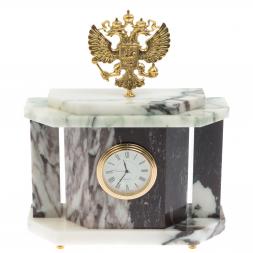 Часы настольные &amp;quot;Герб России&amp;quot; из саянского мрамора
